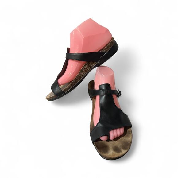 Dansko Remi Black Leather Burnished Leather Sandals Womens 41 EU 10.5 US Buckle - Picture 3 of 7